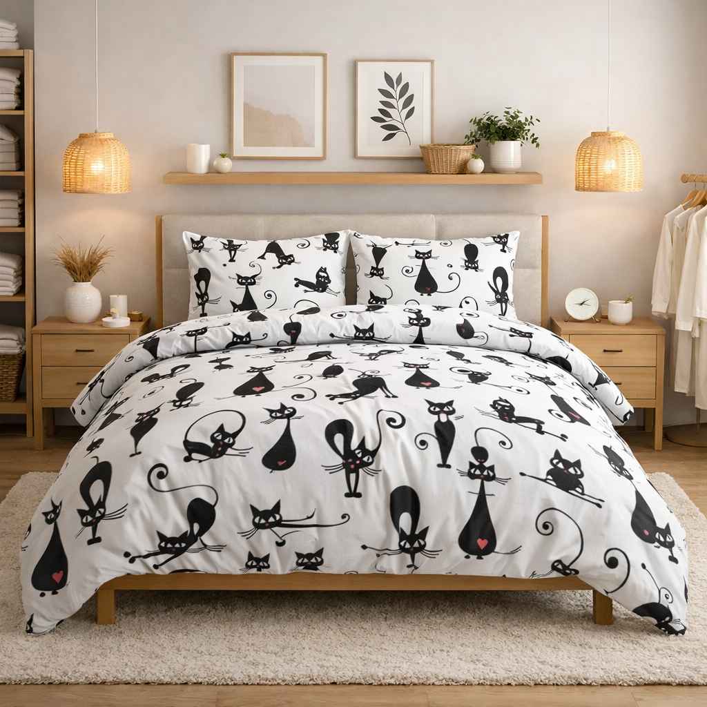 Pościel bawełniana 100% – Black Cat – komplet pościeli