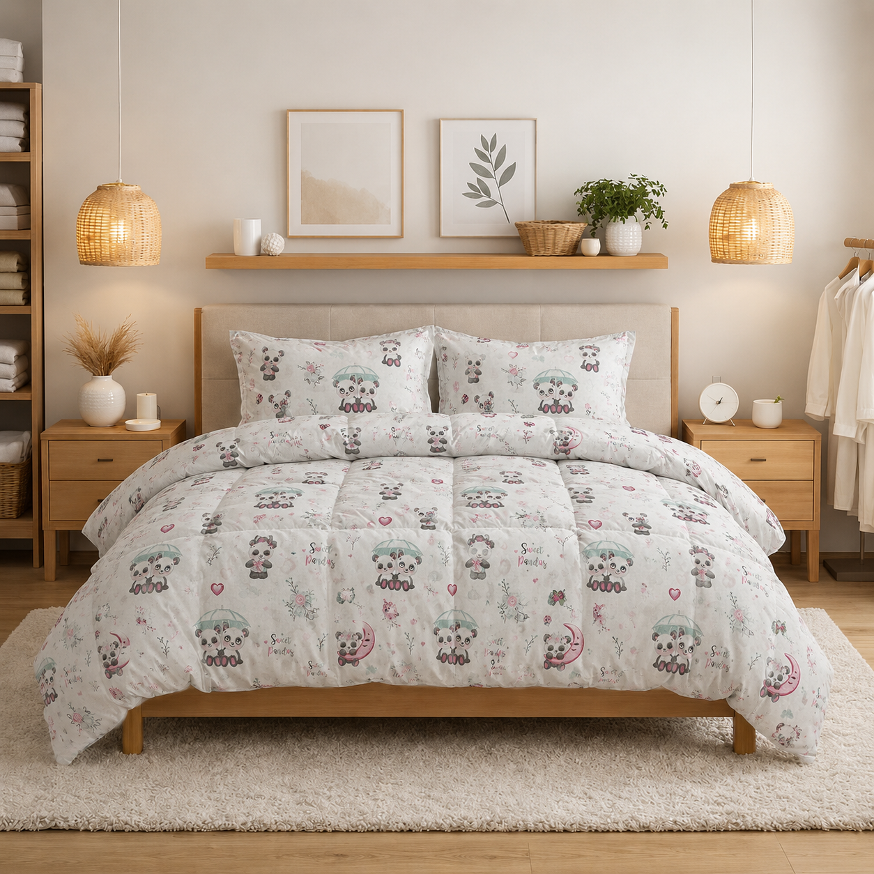 Pościel bawełniana 100% – Sweet Pandas – komplet pościeli