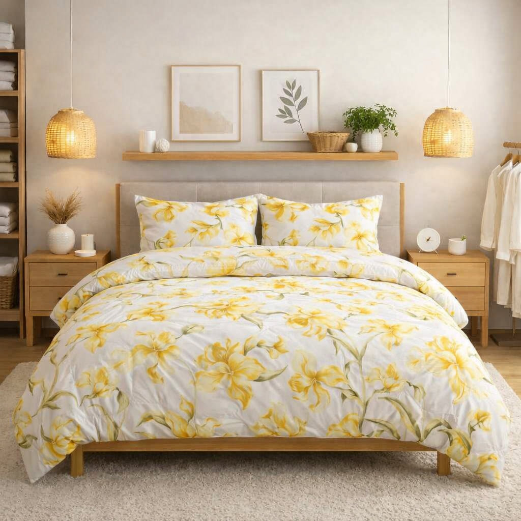 Pościel bawełniana 100% – Złota Magnolia – komplet pościeli